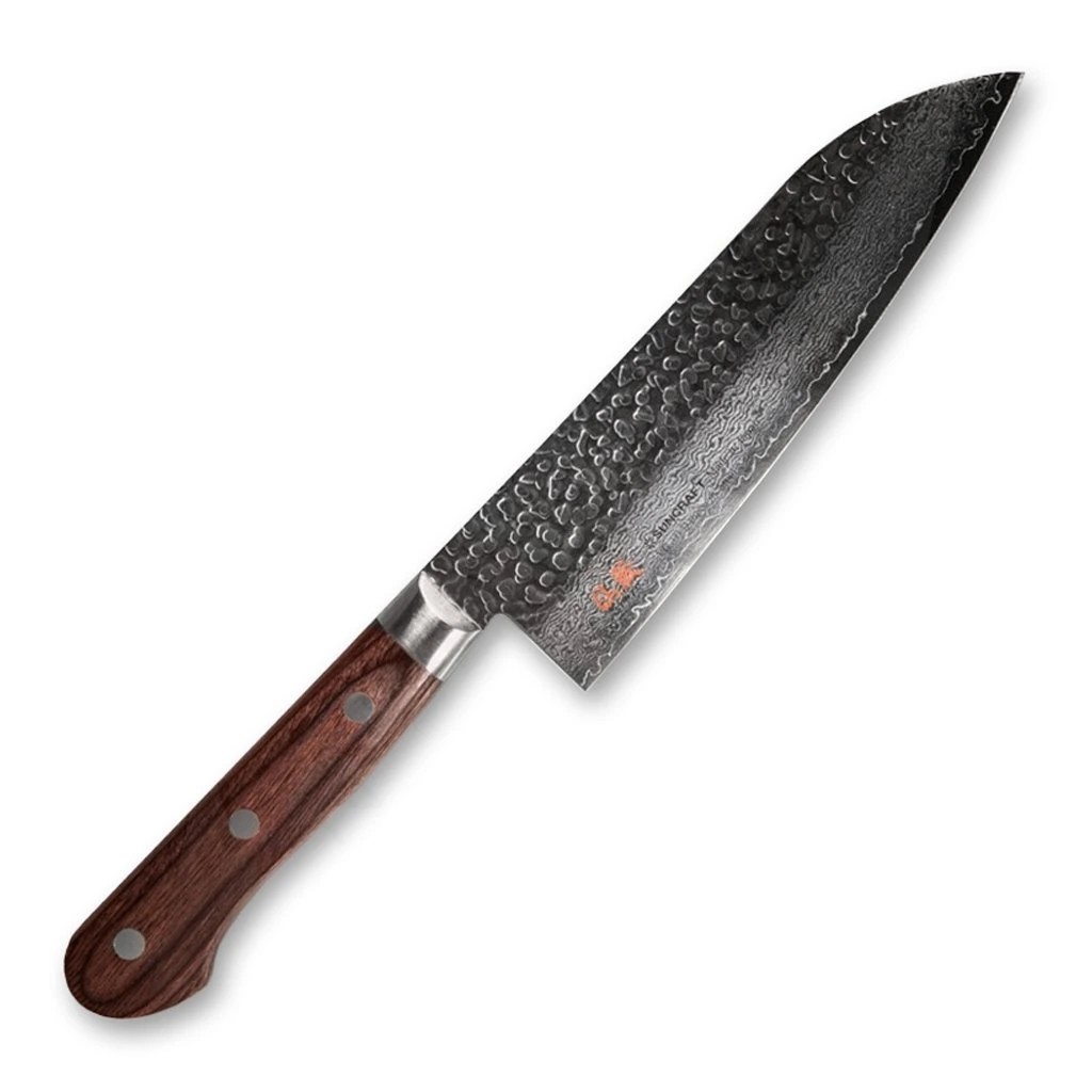 foto N�� Santoku 165 mm Suncraft Senzo Universal Tsuchime Damascus